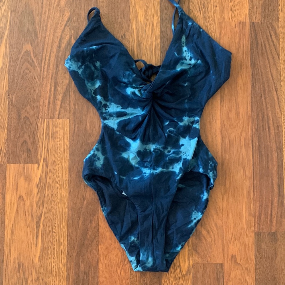 Blue life tie back swimsuit
